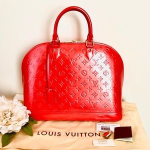 Louis Vuitton Vernis Leather Alma Orange Handbag